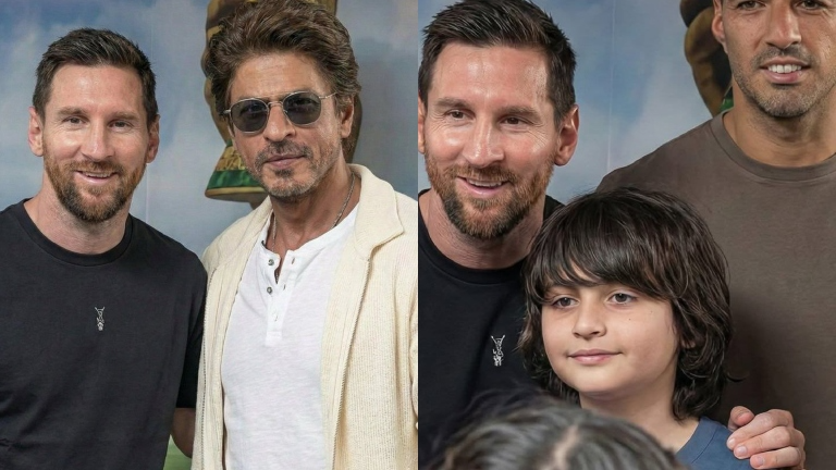 ‘King’ Shah Rukh Khan Greets ‘GOAT’ Lionel Messi In Kolkata With AbRam; Pictures, Videos From Meet-Up Go Viral ‘King’ Shah Rukh Khan Greets ‘GOAT’ Lionel Messi In Kolkata With AbRam; Pictures, Videos From Meet-Up Go Viral
