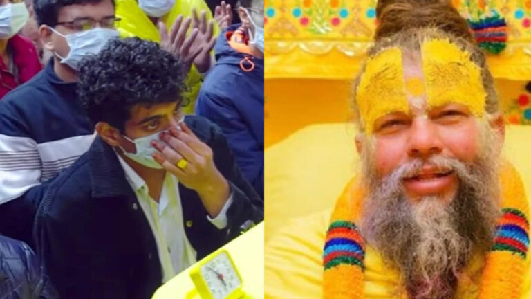 Palash Muchhal’s Masked Visit to Premanand Maharaj’s Ashram Raises Eyebrows