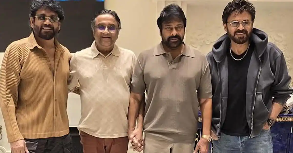 A Frame for the Ages: Chiranjeevi, Venkatesh, and Nagarjuna Share a Moment of Pure Nostalgia A Frame for the Ages: Chiranjeevi, Venkatesh, and Nagarjuna Share a Moment of Pure Nostalgia