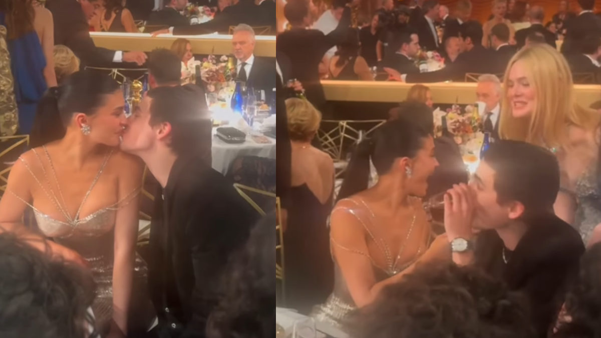 Elle Fanning Crashes Kylie Jenner and  Timothee Chalamet’s PDA Moment at Golden Globes and the Internet Can’t Stop Rewatching