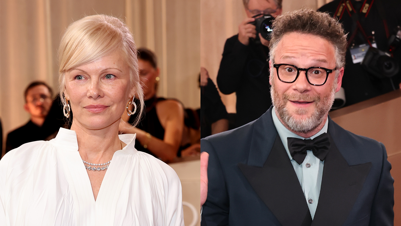 Why Pamela Anderson Says She Felt “Weird” and “Yucky” Sitting Near Seth Rogen at Golden Globes