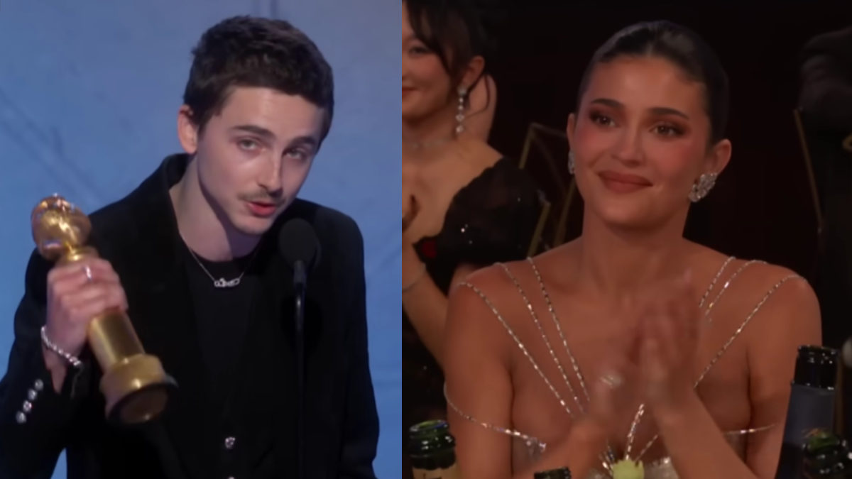 Timothee Chalamet Wins Golden Globe and Thanks Kylie Jenner on Stage