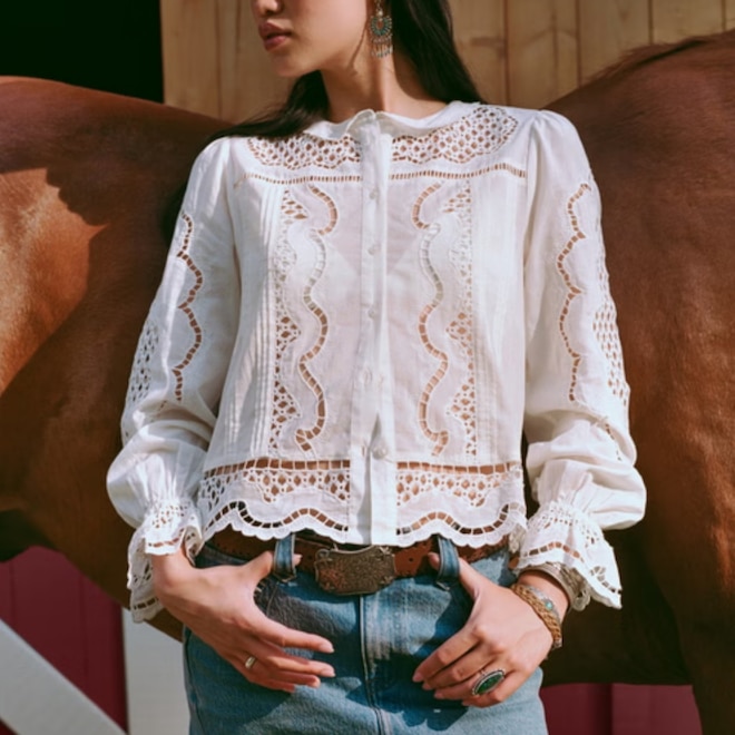 This Romantic ‘Granny Blouse’ Trend Is Made for Jeans & Looks Chic