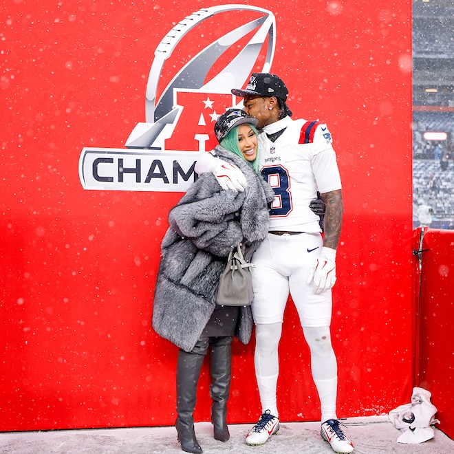 Cardi B, Stefon Diggs Share PDA Moment After Patriots Championship Win