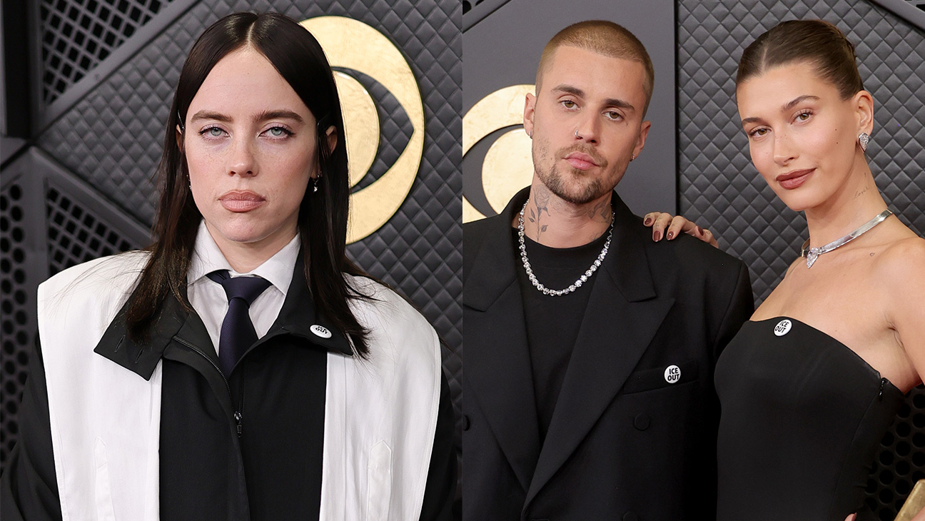 The Story Behind Billie Eilish, Justin and Hailey Bieber Wearing “ICE OUT” Pins at the Grammys