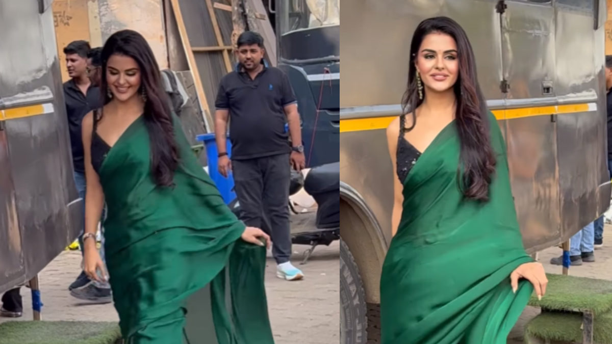 Priyanka Chahar Choudhary Turns Heads on Naagin 7 Sets, Fans Can’t Get Enough of Her Regal Green Saree Look