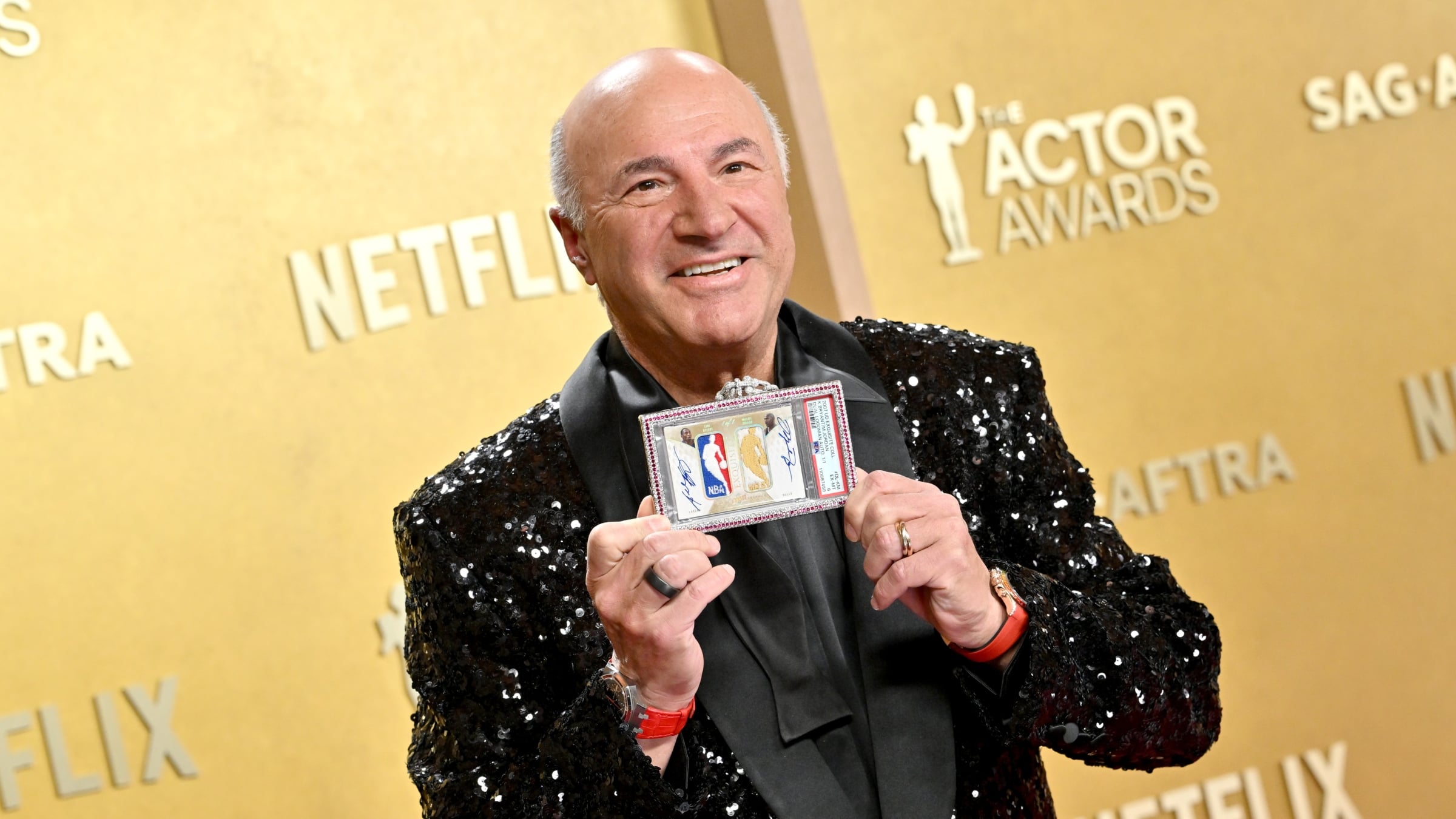 Kevin O’Leary Flaunts Million Michael Jordan & Kobe Bryant Trading Card At SAG Awards Kevin O’Leary Flaunts Million Michael Jordan & Kobe Bryant Trading Card At SAG Awards