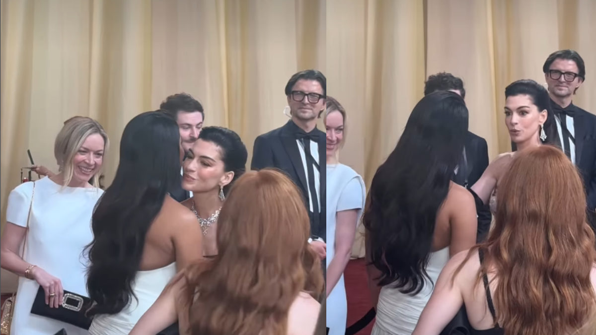 Priyanka Chopra and Anne Hathaway Share a Warm Hug at Oscars 2026 Priyanka Chopra and Anne Hathaway Share a Warm Hug at Oscars 2026